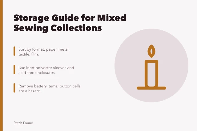 Storage guide for mixed sewing collections with inert enclosures and battery safety. Reading beginner project with a sceptical eye