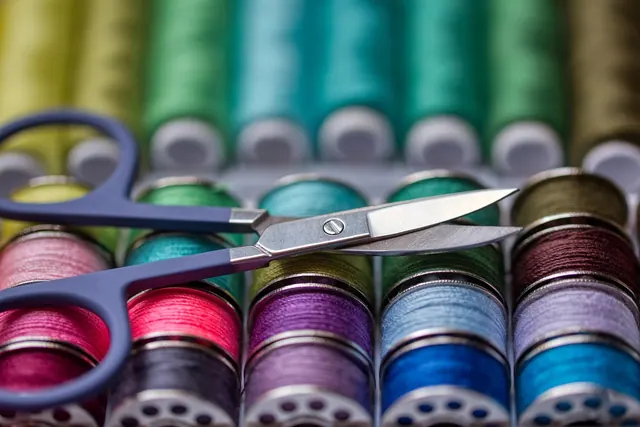 sewing kit, thread, scissors, sewing tools, sewing accessories, colorful, yarn, needlework, handicraft, closeup, thread, thread, thread, scissors, scissors, scissors, scissors, sew