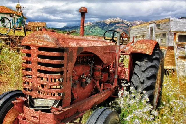 tractor, old, antique, abandoned, rusty, vehicle, transport, agriculture, machine, rural, countryside, farm, farmland, vintage, tractor, tractor, tractor, tractor, tractor, agriculture, farm, farm. Build a sold-comparables record for vintage machine values