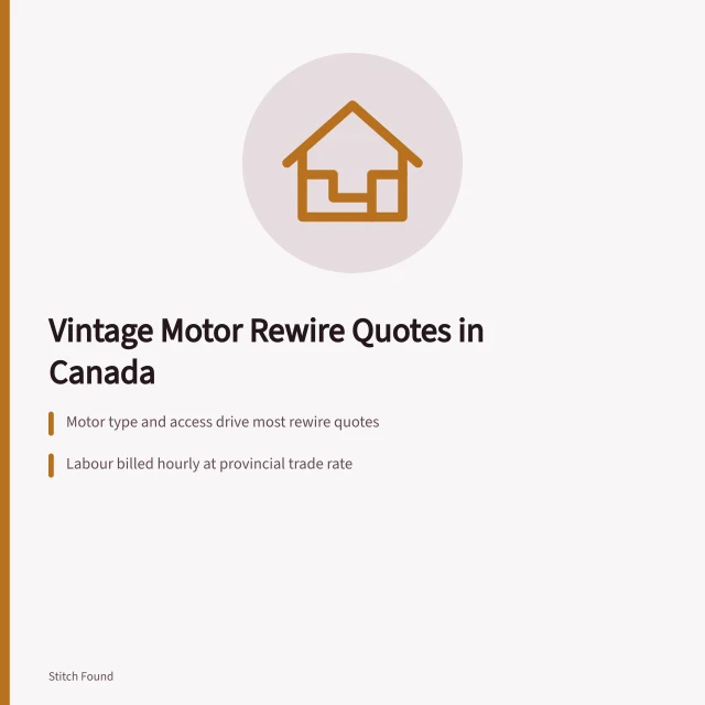 Card showing factors that change Canadian vintage motor rewire quotes. Vintage Motor Rewire Quotes in Canada: What Changes the Price